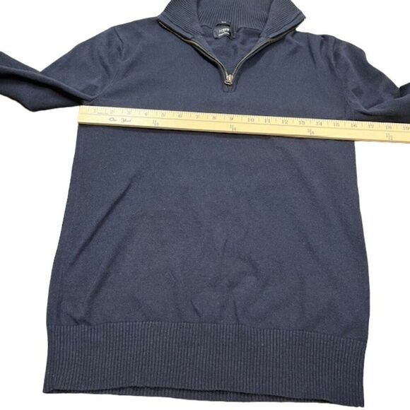 J. Crew Harbor Cotton 1/4 Zip Sweater Light Knit Navy Blue Men's Size XS - Picture 3 of 10